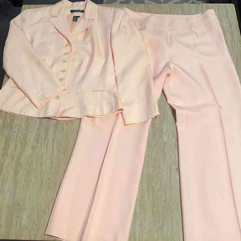 Lauren by Ralph Lauren - 100% Silk Pantsuit light pink - Size 6P - preowned